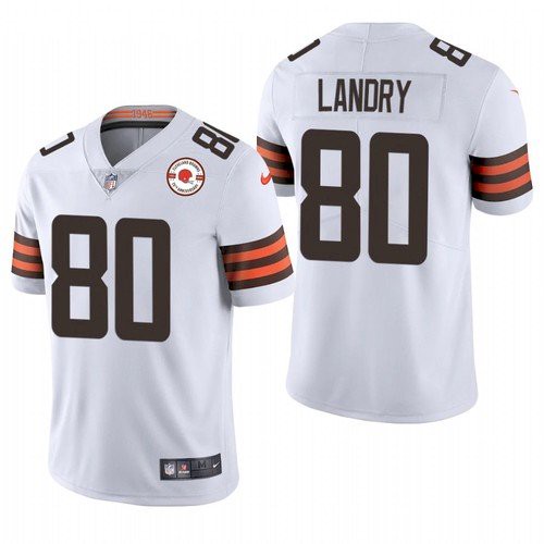 Men's Cleveland Browns #80 Jarvis Landry 2021 White 75th Anniversary Vapor Untouchable Limited Stitched NFL Jersey